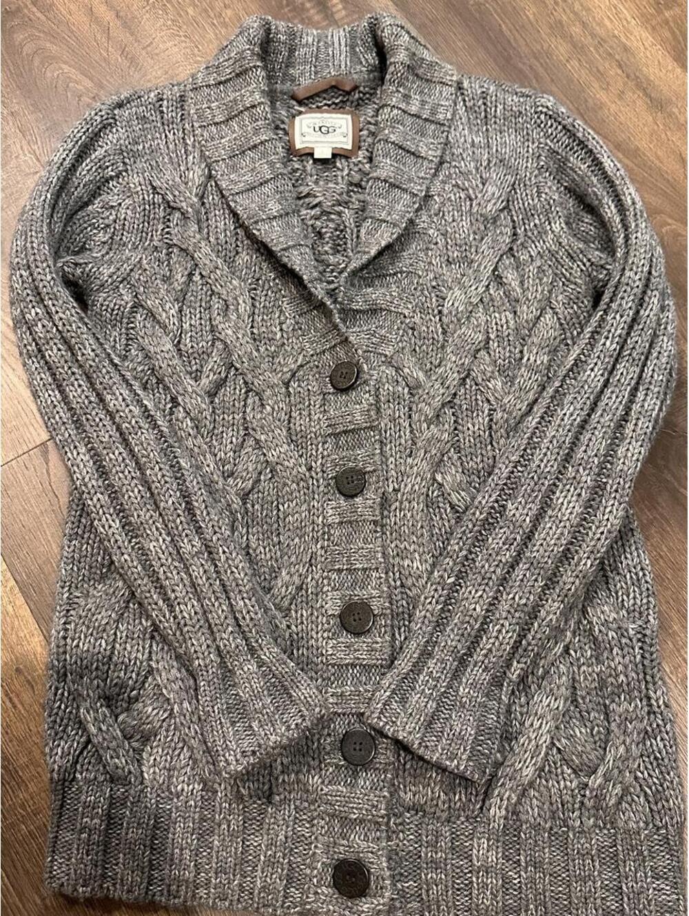UGG Women's Grey and Brown Cardigan